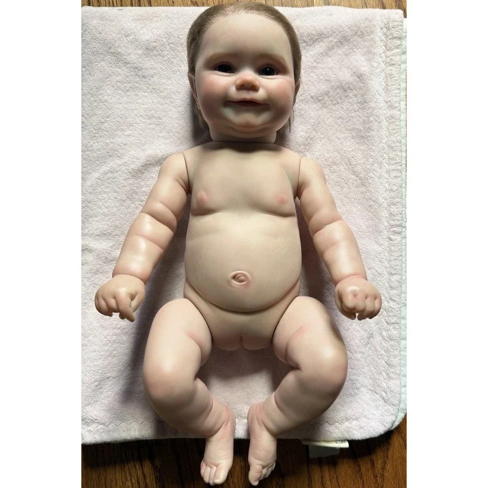 Reborn Baby Doll Vinyl Light Complexion Brown Straight Hair Pink Outfit RBG-18-1